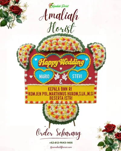 Karangan Papan Bunga Pernikahan di Bades